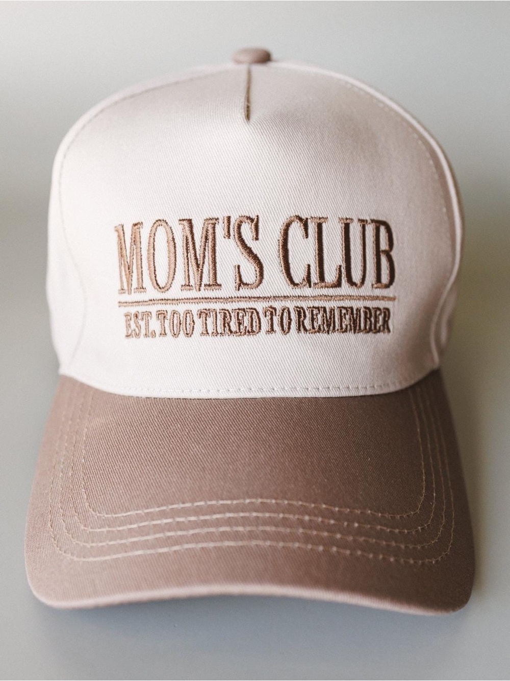 Mom's Club Baseball Cap in Two-Tone Pink and Brown - Picture 1 of 1